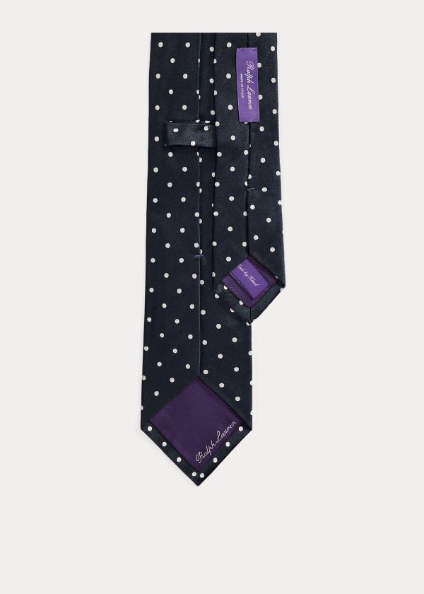 Corbatas Ralph Lauren Hombre Azul Oscuro Marino - Polka-Dot Silk Satin - APTJG7826